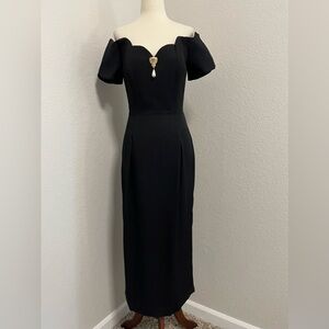 Jessica McClintock Elegant Black Off-Shoulder Dress
